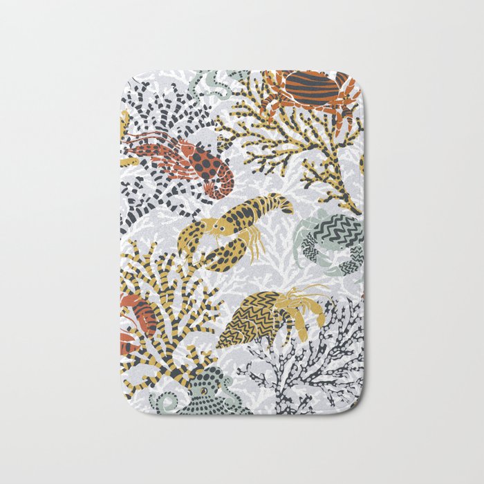 Vibrant coral reef light grey downtoned Bath Mat Gallery Image 1