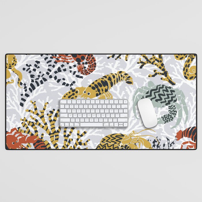 Vibrant coral reef light grey downtoned Desk Mat Gallery Image 1