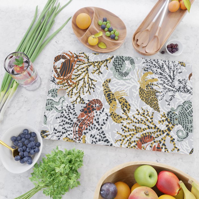 Vibrant coral reef light grey downtoned Cutting Board Gallery Image 2