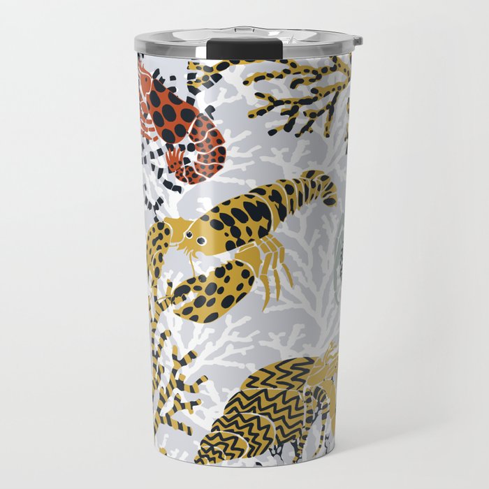 Vibrant coral reef light grey downtoned Travel Mug Gallery Image 1