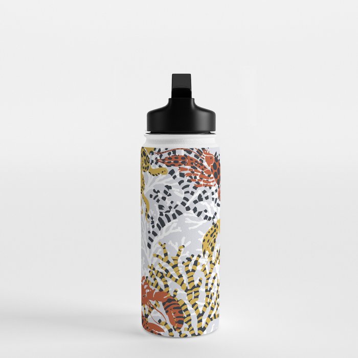 Vibrant coral reef light grey downtoned Water Bottle Gallery Image 3