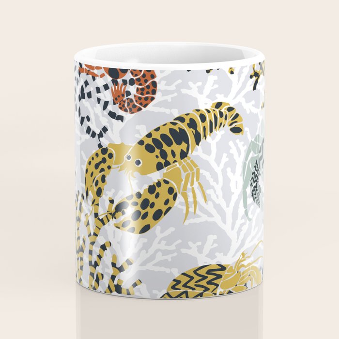 Vibrant coral reef light grey downtoned Coffee Mug Gallery Image 4
