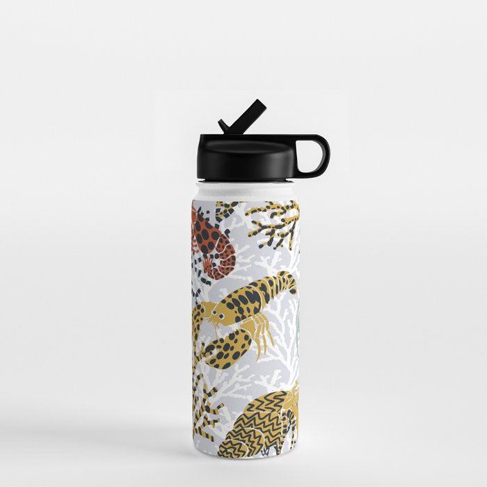 Vibrant coral reef light grey downtoned Water Bottle Gallery Image 1