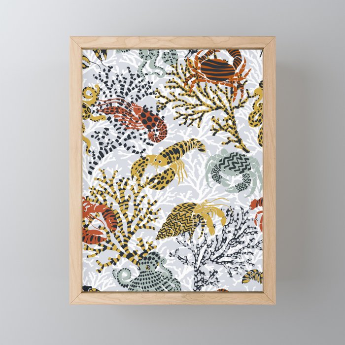 Vibrant coral reef light grey downtoned Mini Art Print Gallery Image 1