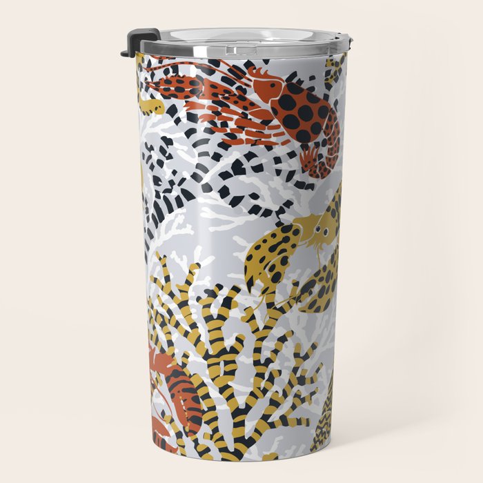 Vibrant coral reef light grey downtoned Travel Mug Gallery Image 3