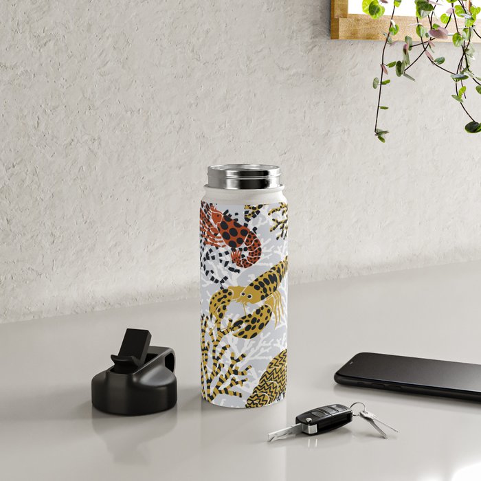 Vibrant coral reef light grey downtoned Water Bottle Gallery Image 4