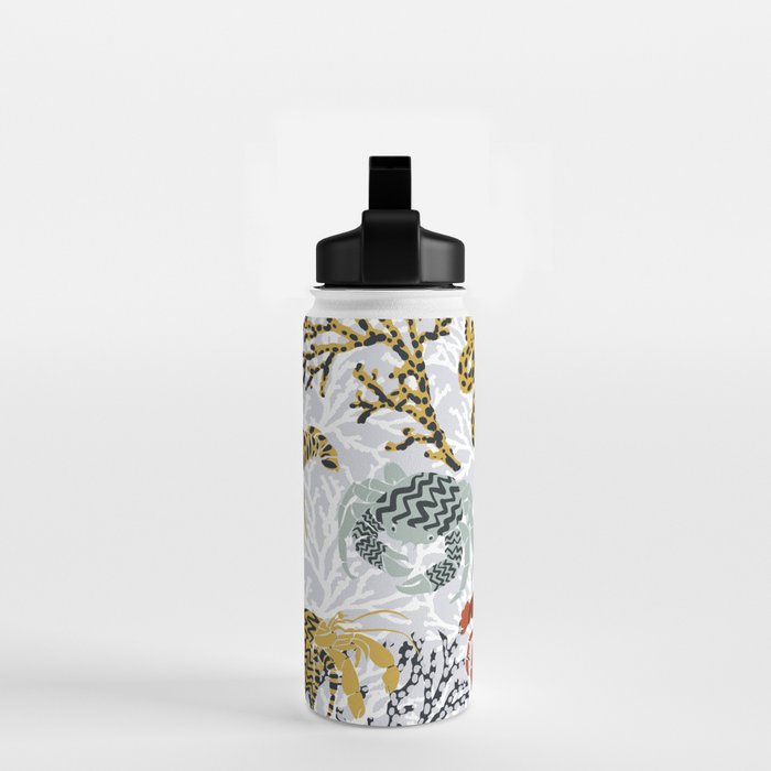 Vibrant coral reef light grey downtoned Water Bottle Gallery Image 2