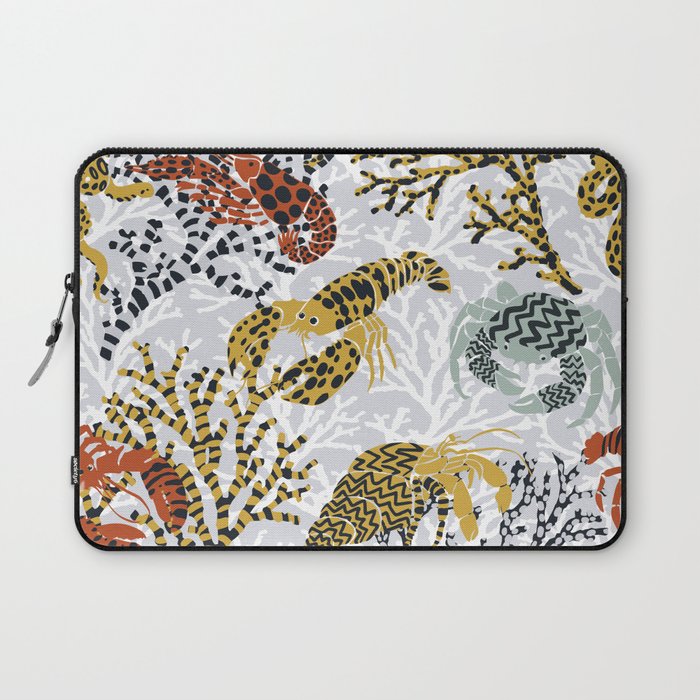 Vibrant coral reef light grey downtoned Laptop Sleeve Gallery Image 1