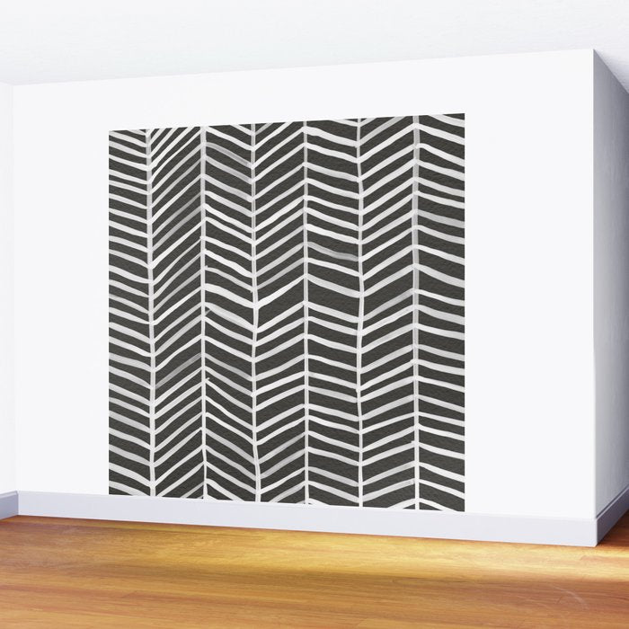 Herringbone - Black & White Wall Mural Gallery Image 2