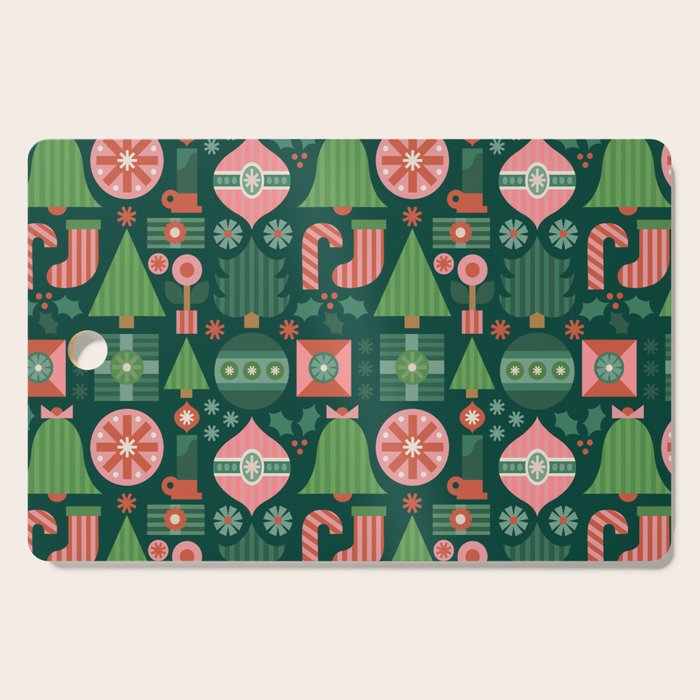 Gifts of Christmas Pattern - Green & Pink Cutting Board Gallery Image 1