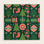 Gifts of Christmas Pattern - Green & Pink Wood Wall Art Gallery Image 1