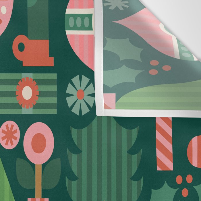 Gifts of Christmas Pattern - Green & Pink Wall Tapestry Gallery Image 3