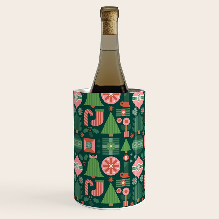 Gifts of Christmas Pattern - Green & Pink Wine Chiller Gallery Image 1