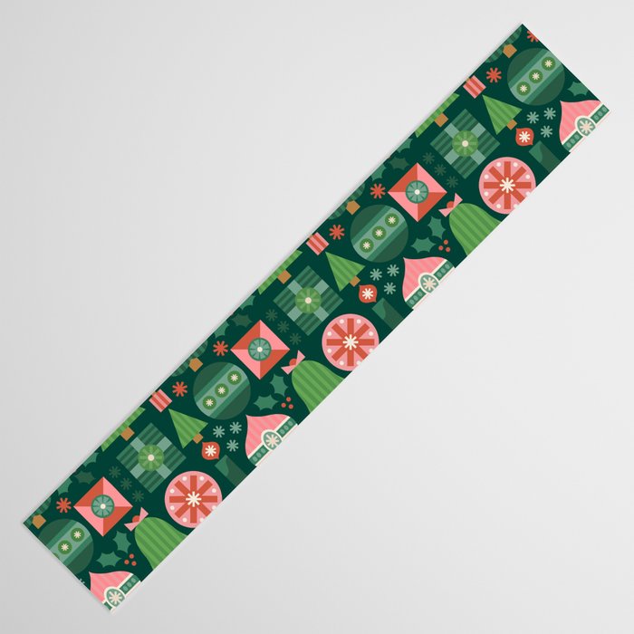 Gifts of Christmas Pattern - Green & Pink Table Runner Gallery Image 3
