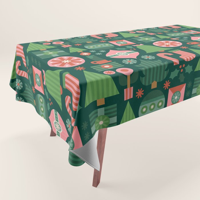 Gifts of Christmas Pattern - Green & Pink Tablecloth Gallery Image 1