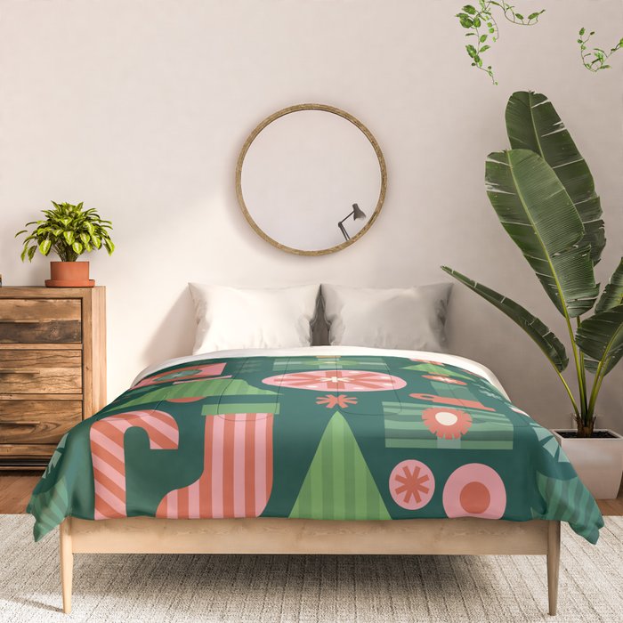 Gifts of Christmas Pattern - Green & Pink Comforter Gallery Image 3