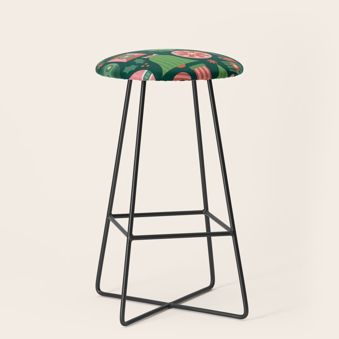 Gifts of Christmas Pattern - Green & Pink Stool Gallery Image 1