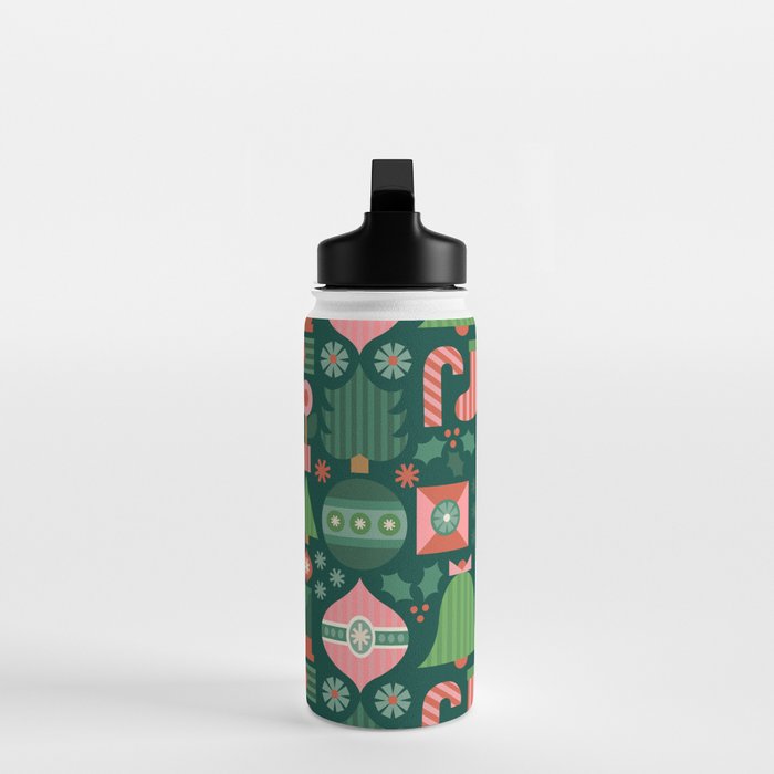 Gifts of Christmas Pattern - Green & Pink Water Bottle Gallery Image 3