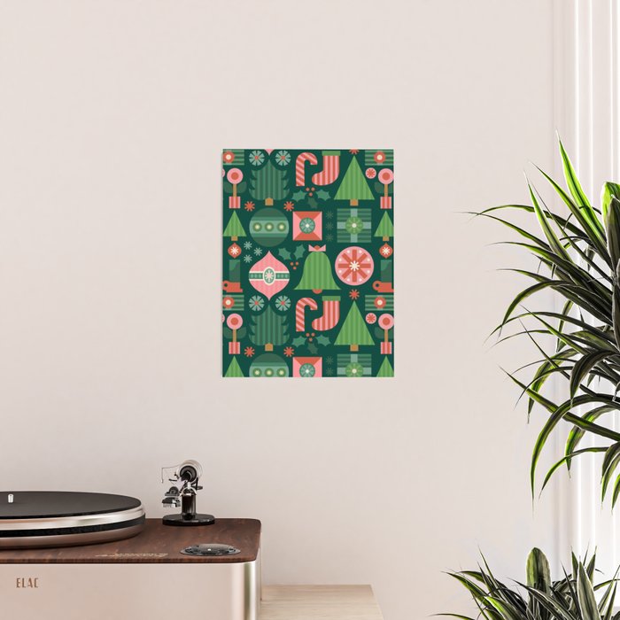 Gifts of Christmas Pattern - Green & Pink Poster Gallery Image 2