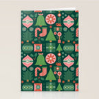 Gifts of Christmas Pattern - Green & Pink Stationery Card Gallery Image 2