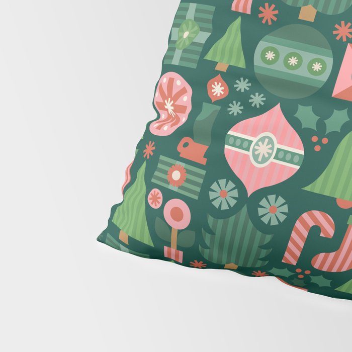 Gifts of Christmas Pattern - Green & Pink Pillow Sham Gallery Image 4