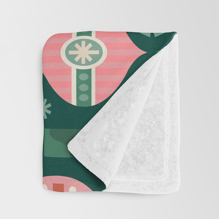 Gifts of Christmas Pattern - Green & Pink Throw Blanket Gallery Image 3