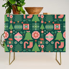Gifts of Christmas Pattern - Green & Pink Credenza Gallery Image 1