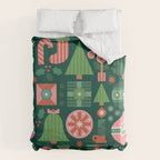 Gifts of Christmas Pattern - Green & Pink Duvet Cover Gallery Image 6