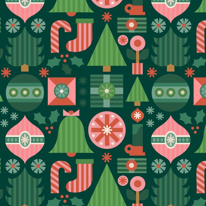Gifts of Christmas Pattern - Green & Pink Coffee Mug Gallery Image 2