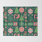 Gifts of Christmas Pattern - Green & Pink Throw Blanket Gallery Image 2
