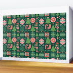 Gifts of Christmas Pattern - Green & Pink Wall Mural Gallery Image 2