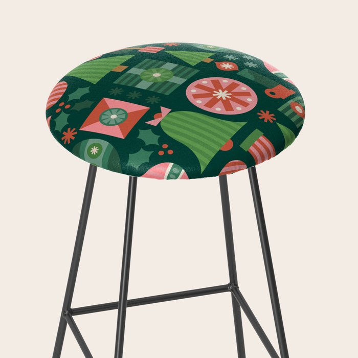Gifts of Christmas Pattern - Green & Pink Stool Gallery Image 2