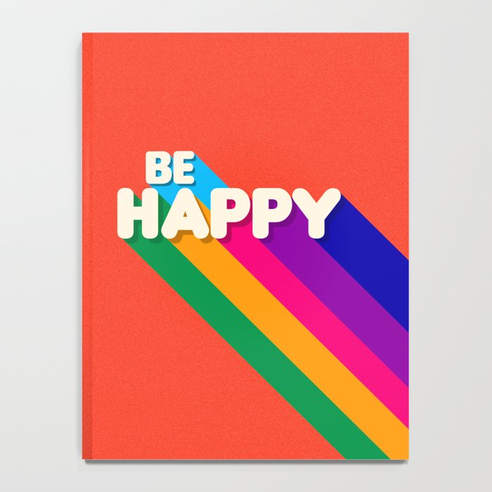 BE HAPPY - rainbow retro typography Notebook Gallery Image 4