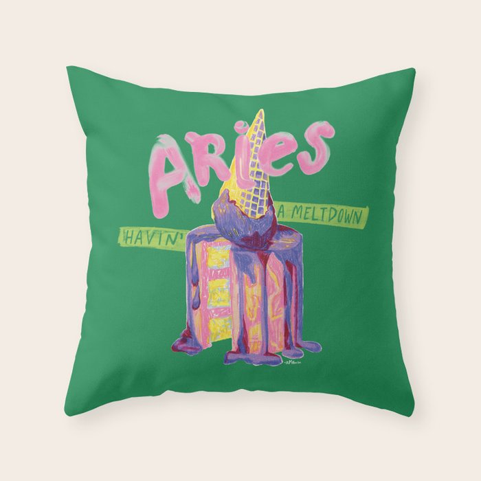Aries Dessert in Kelly Green & Pink Throw Pillow Gallery Image 1