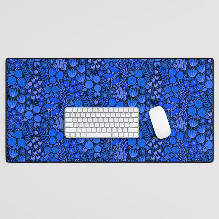 Wildflower Field- Cobalt Blue Desk Mat Gallery Image 1