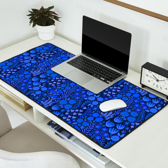 Wildflower Field- Cobalt Blue Desk Mat Gallery Image 2