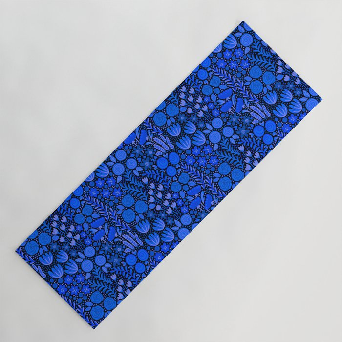 Wildflower Field- Cobalt Blue Yoga Mat Gallery Image 1