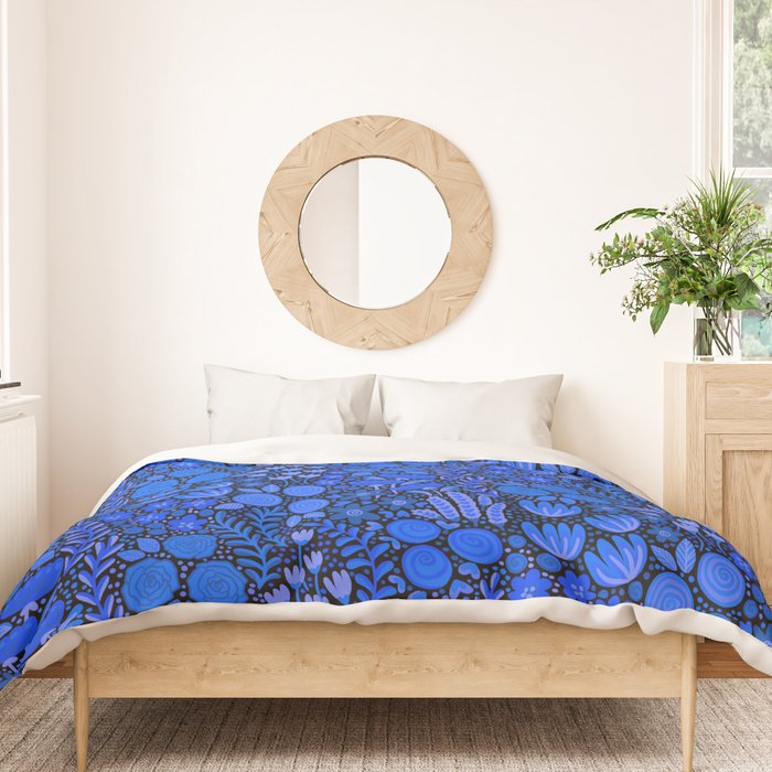 Wildflower Field- Cobalt Blue Duvet Cover Gallery Image 3