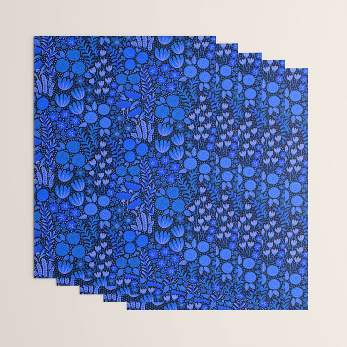 Wildflower Field- Cobalt Blue Wrapping Paper Gallery Image 3