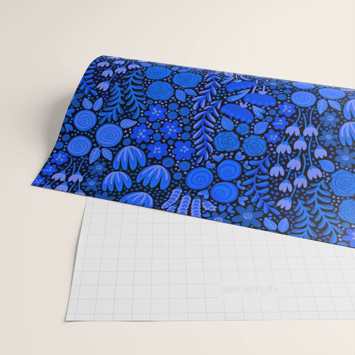 Wildflower Field- Cobalt Blue Wrapping Paper Gallery Image 2