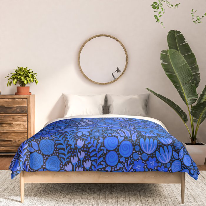 Wildflower Field- Cobalt Blue Comforter Gallery Image 3
