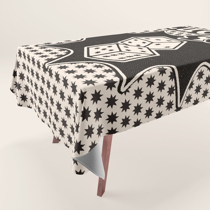 Lucky You Dice in Black and White Tablecloth Gallery Image 1