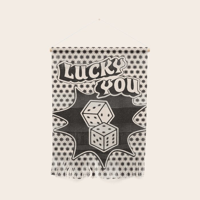 Lucky You Dice in Black and White Wall Hanging Gallery Image 1