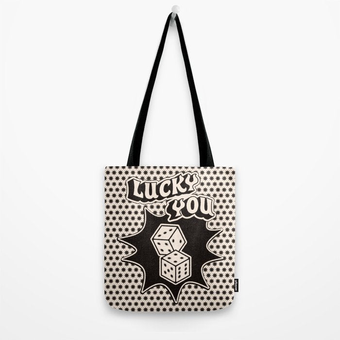 Lucky You Dice in Black and White Tote Bag Gallery Image 2