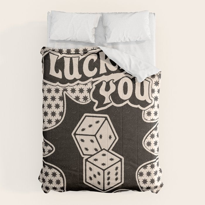 Lucky You Dice in Black and White Comforter Gallery Image 6