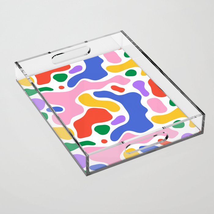 Colorful rainbow organic shape art pattern Acrylic Tray Gallery Image 1