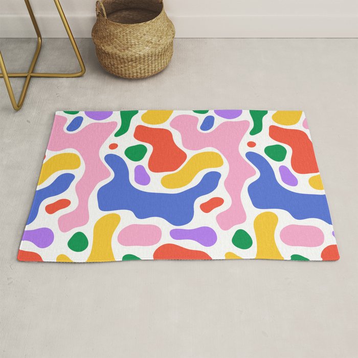 Colorful rainbow organic shape art pattern Rug Gallery Image 1