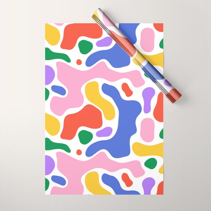 Colorful rainbow organic shape art pattern Wrapping Paper Gallery Image 1
