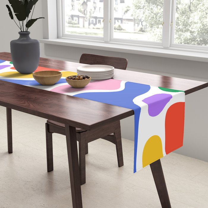 Colorful rainbow organic shape art pattern Table Runner Gallery Image 2