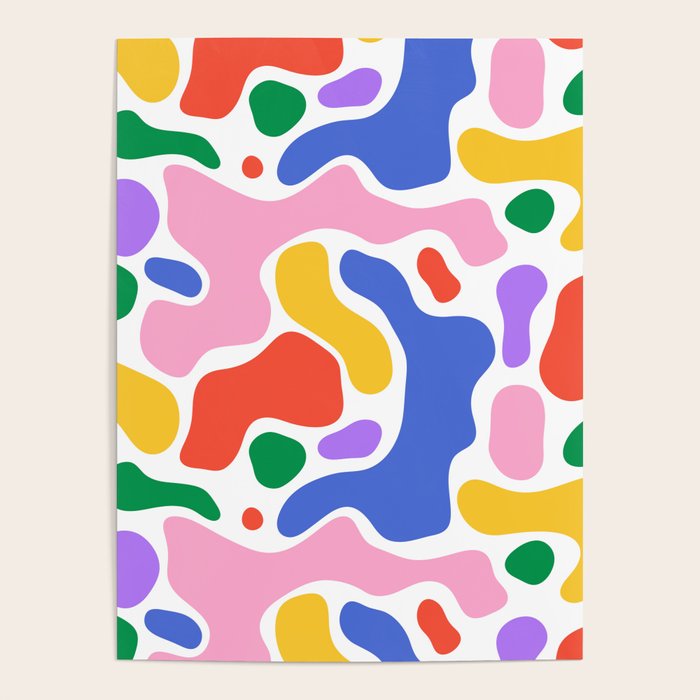Colorful rainbow organic shape art pattern Poster Gallery Image 4